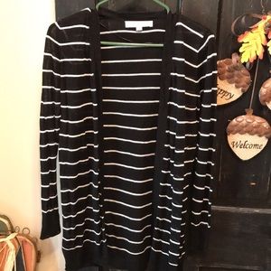 Loft Sheer Cardigan Black and White  Striped